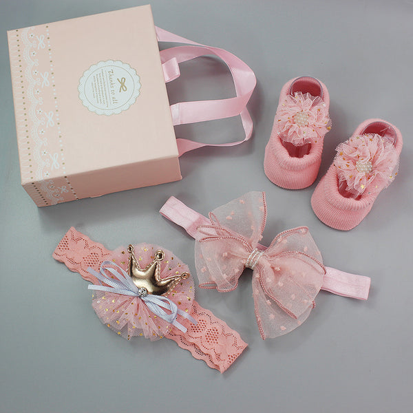 Korean Baby Hair Band Socks Set Baby Bow Hair Band 100 Days Old And One Year Old Banquet European And American