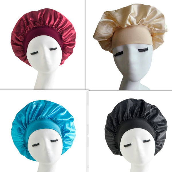 Wide-brimmed High Elastic Headscarf Beauty Salon Shower Cap Care Satin Nightcap