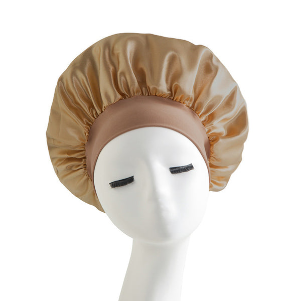 Wide-brimmed High Elastic Headscarf Beauty Salon Shower Cap Care Satin Nightcap
