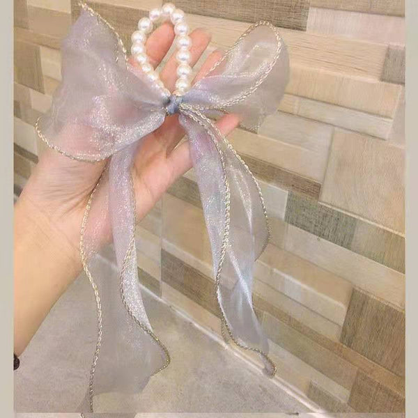 Fairy Lace Bow Pearl Hair Tie