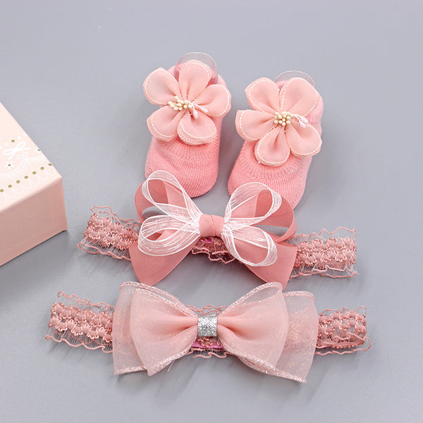 Korean Baby Hair Band Socks Set Baby Bow Hair Band 100 Days Old And One Year Old Banquet European And American