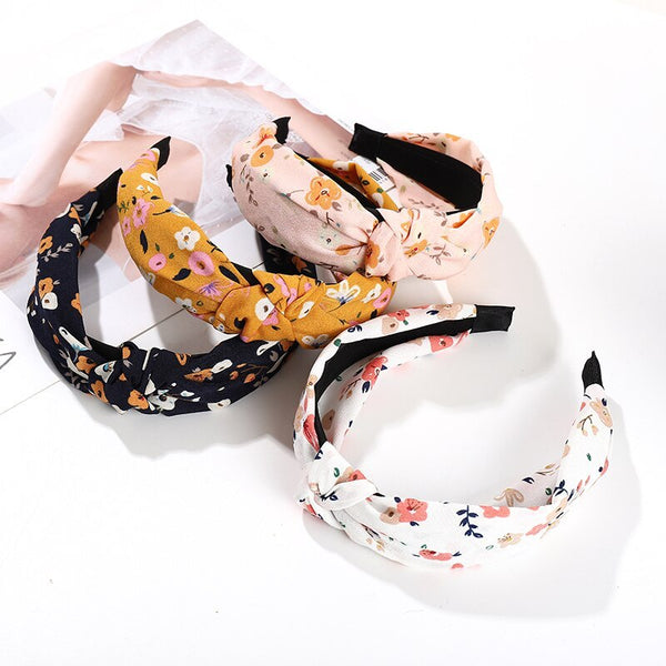 Summer Small Floral Cross Headband Women