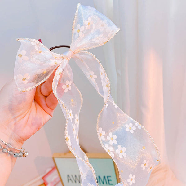 New Flower Net Yarn Bow Hair Tie
