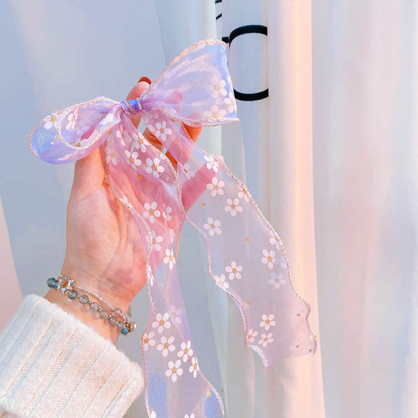 New Flower Net Yarn Bow Hair Tie