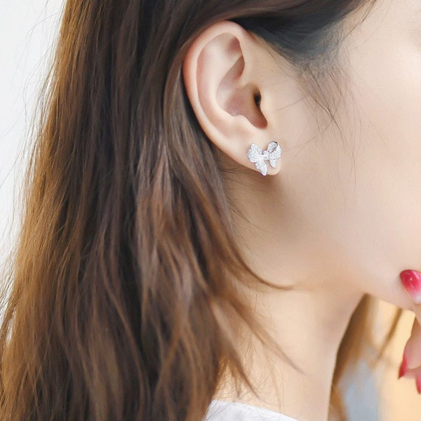 Zircon earrings bow