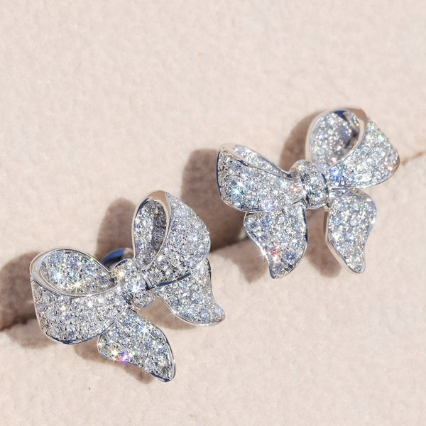 Zircon earrings bow
