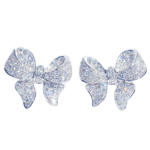 Zircon earrings bow