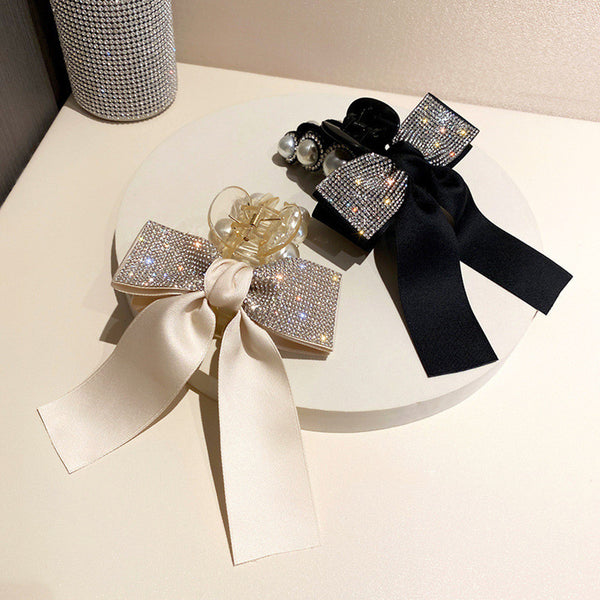 Pearl Hair Grabber Glitter Oversized Bow