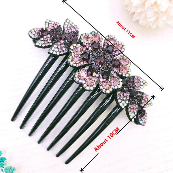 Simple All Match Luxury Full Diamond Updo Non-slip Hairclip Comb