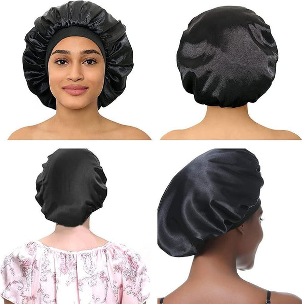 Wide-brimmed High Elastic Headscarf Beauty Salon Shower Cap Care Satin Nightcap