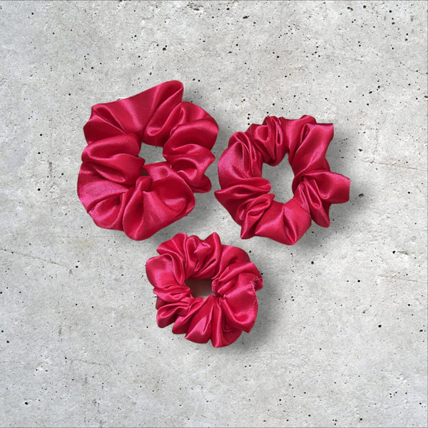 Thamizhiniyal Soft Satin Scrunchies Pink Hair Tie Elastic Hair Bands Pack of 3, Luxury Satin Scrunchies for Women, Girls Anti-Hair-Breakage Hair Ties, Women Hair Accessories, Fluffy Scrunchy Best Gift for Girls, womens, sisters