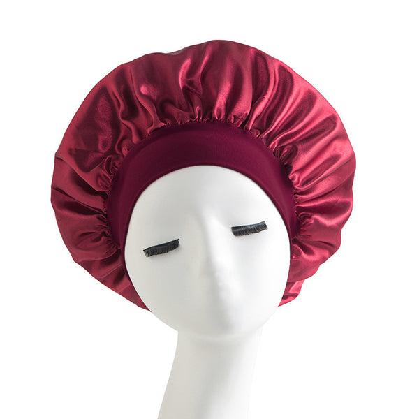 Wide-brimmed High Elastic Headscarf Beauty Salon Shower Cap Care Satin Nightcap