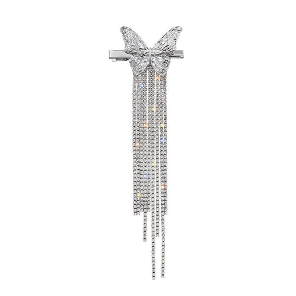 Women's Bow Rhinestone Tassel Hair Clip