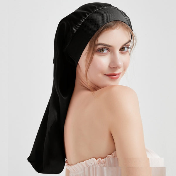 Comfortable Wide Elastic Long Mulberry Silk Silk Nightcap