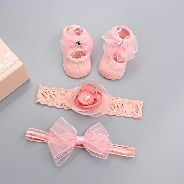 Korean Baby Hair Band Socks Set Baby Bow Hair Band 100 Days Old And One Year Old Banquet European And American