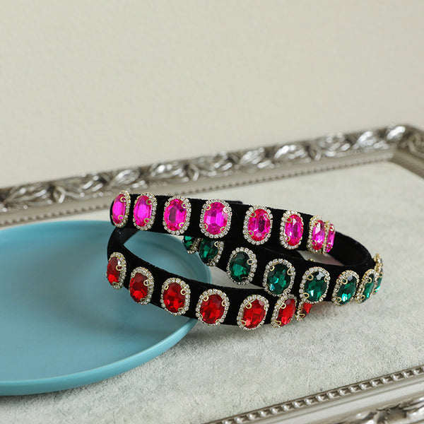 Ins Wind C Clip Chain Fabric Diamond Round Headband Women