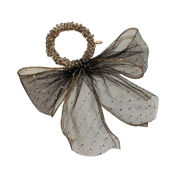Clear Starry Sequin Gauze Bow Streamer Hair Tie Rope