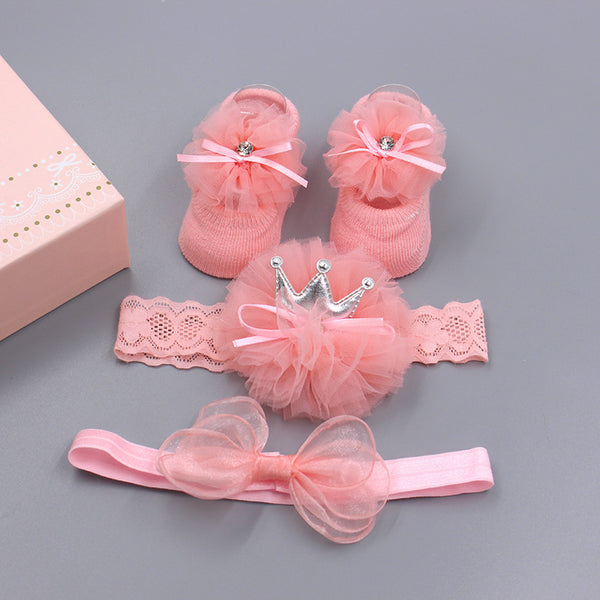 Korean Baby Hair Band Socks Set Baby Bow Hair Band 100 Days Old And One Year Old Banquet European And American