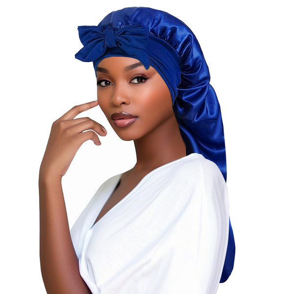 Bow Long Tail Nightcap High Elastic Women's Satin Toupee Long Ribbon Shower Cap
