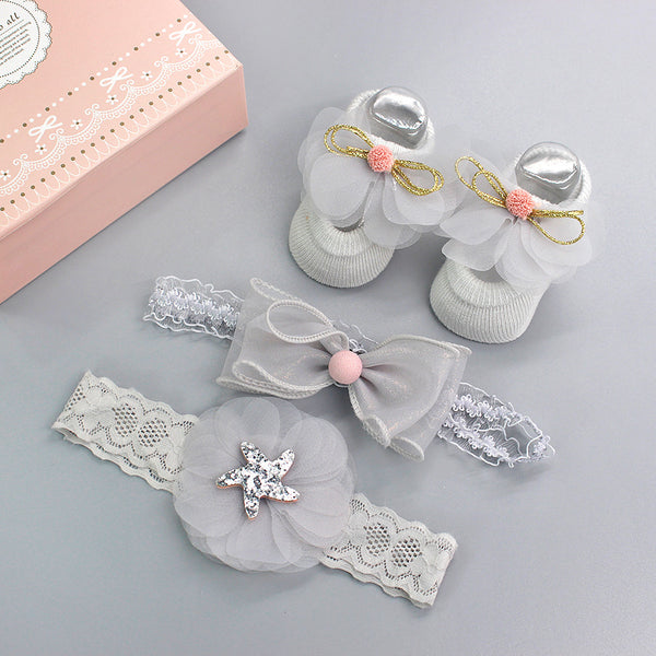 Korean Baby Hair Band Socks Set Baby Bow Hair Band 100 Days Old And One Year Old Banquet European And American