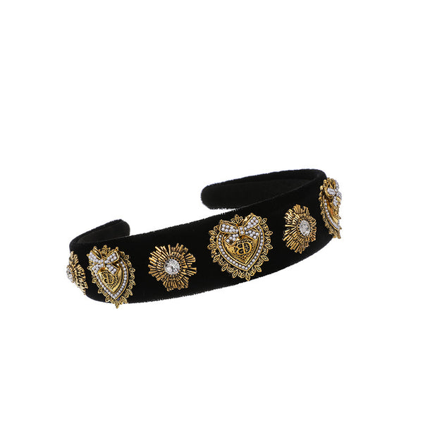 Ins Wind C Clip Chain Fabric Diamond Round Headband Women