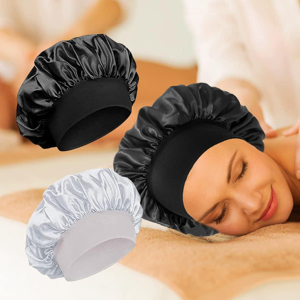 Wide-brimmed High Elastic Headscarf Beauty Salon Shower Cap Care Satin Nightcap