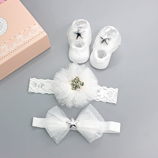 Korean Baby Hair Band Socks Set Baby Bow Hair Band 100 Days Old And One Year Old Banquet European And American