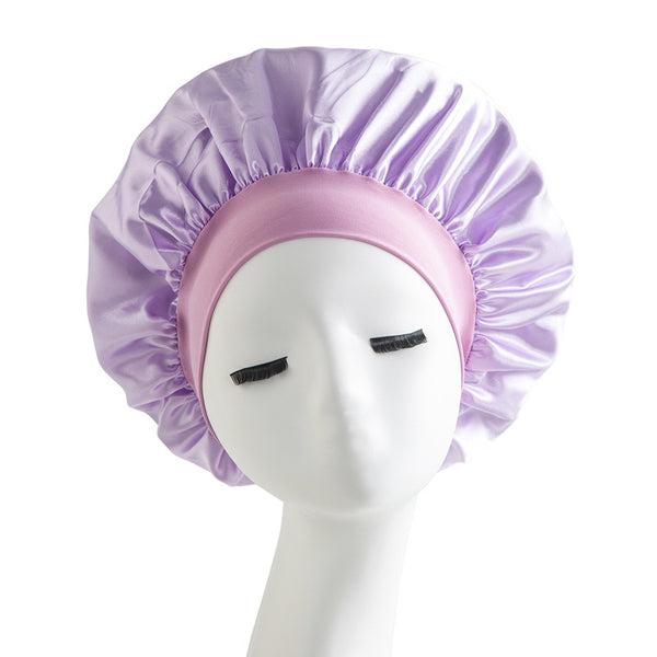 Wide-brimmed High Elastic Headscarf Beauty Salon Shower Cap Care Satin Nightcap