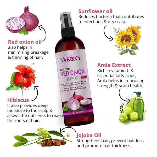 Wroxy Onion Black Seed Hair Oil Controls Hair Fall (Pack of 4)