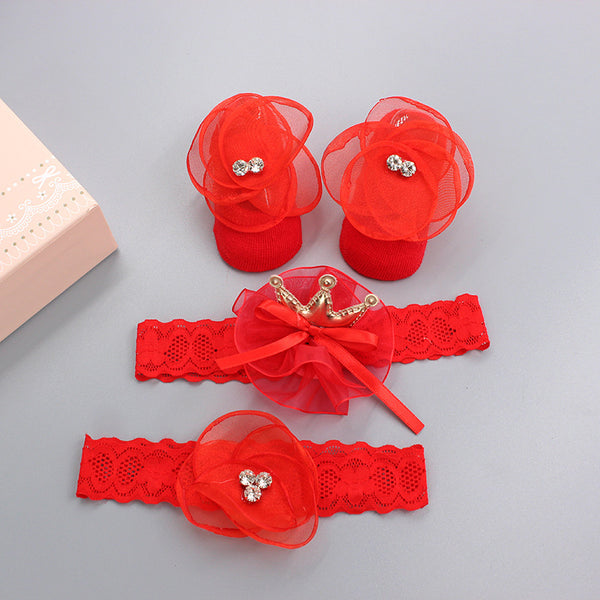 Korean Baby Hair Band Socks Set Baby Bow Hair Band 100 Days Old And One Year Old Banquet European And American