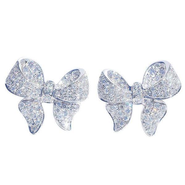 Zircon earrings bow