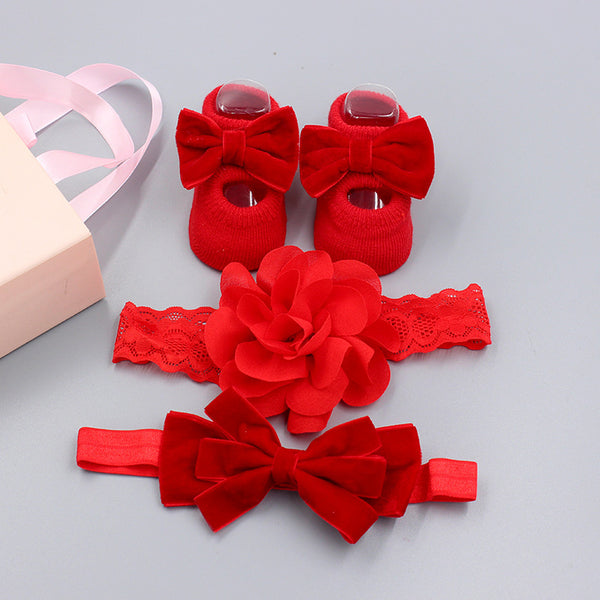 Korean Baby Hair Band Socks Set Baby Bow Hair Band 100 Days Old And One Year Old Banquet European And American