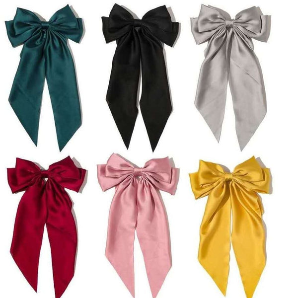 Bow Ribbon Hairpin Simple Retro Fabric Back Head Spring Clip Women's Hair Accessories