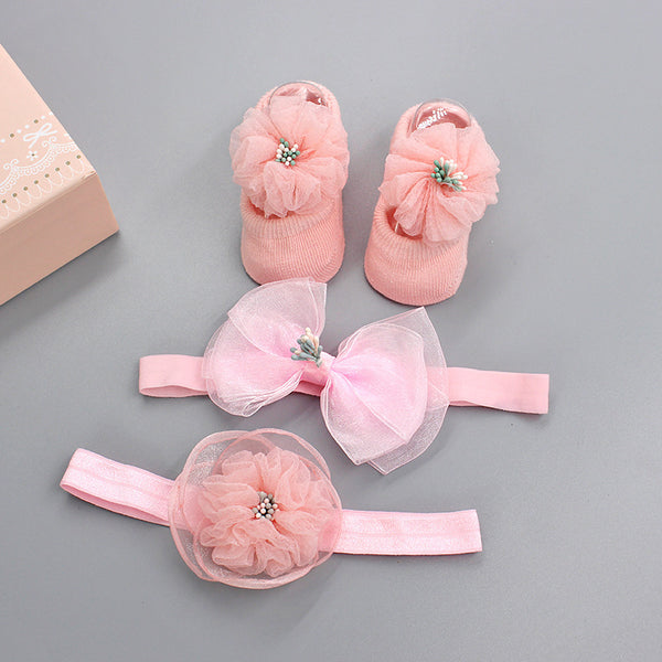 Korean Baby Hair Band Socks Set Baby Bow Hair Band 100 Days Old And One Year Old Banquet European And American