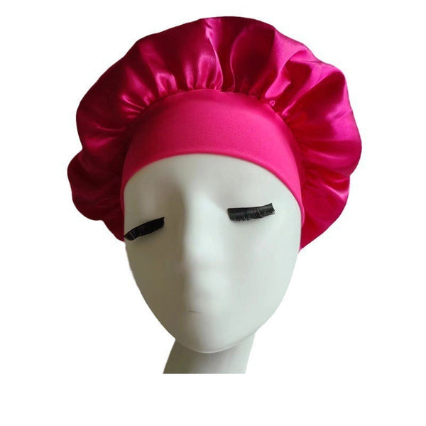 Wide-brimmed High Elastic Headscarf Beauty Salon Shower Cap Care Satin Nightcap