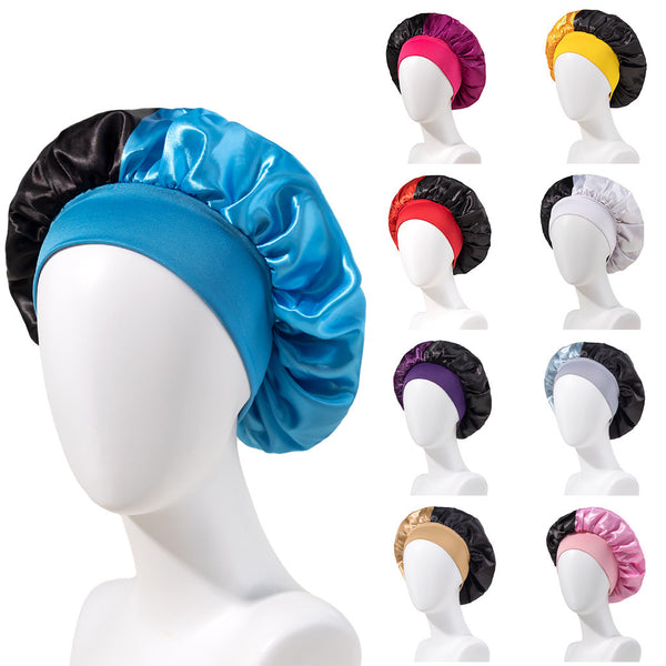 Stitching No Plus-sized Elastic Wide-brimmed Single-layer Color Hair Care Nightcap