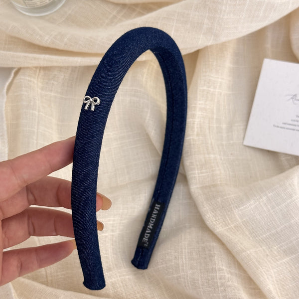 Vintage Bow Denim Headband For Women