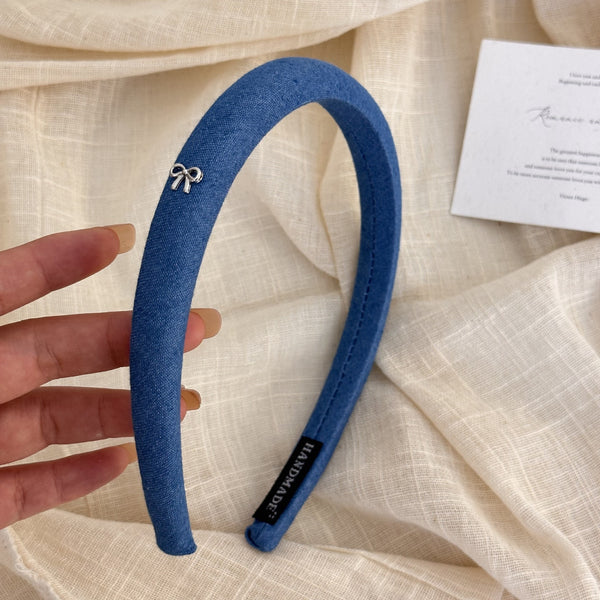 Vintage Bow Denim Headband For Women