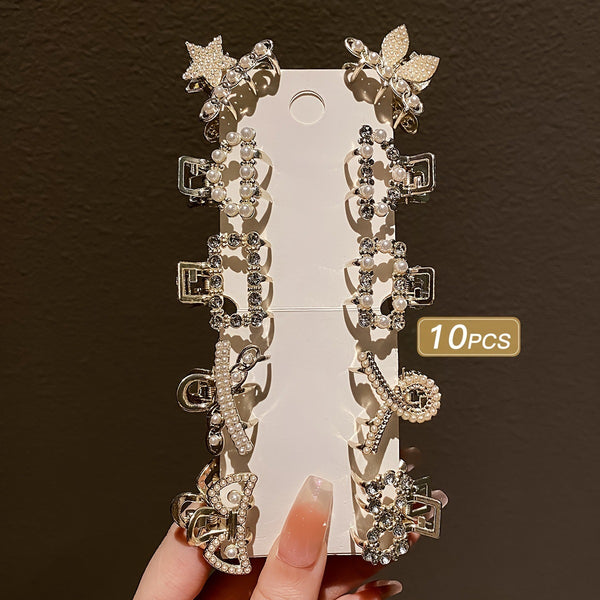 10 Exquisite Shiny Rhinestone Alloy Small Hairclip