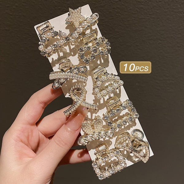 10 Exquisite Shiny Rhinestone Alloy Small Hairclip