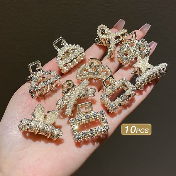 10 Exquisite Shiny Rhinestone Alloy Small Hairclip