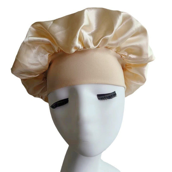 Wide-brimmed High Elastic Headscarf Beauty Salon Shower Cap Care Satin Nightcap