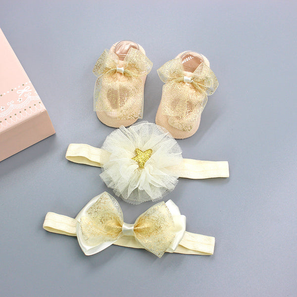 Korean Baby Hair Band Socks Set Baby Bow Hair Band 100 Days Old And One Year Old Banquet European And American
