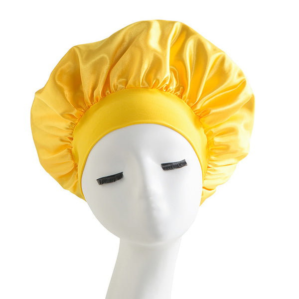 Wide-brimmed High Elastic Headscarf Beauty Salon Shower Cap Care Satin Nightcap
