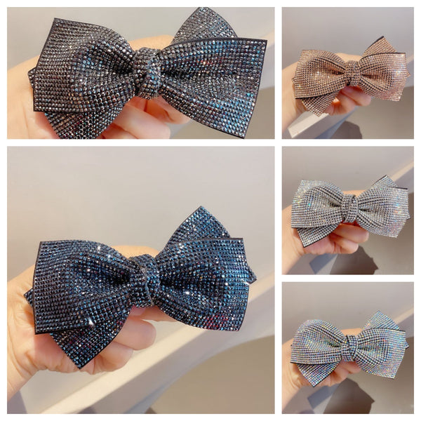 Women's Fashion Rhinestone Double Bow Hair Clip