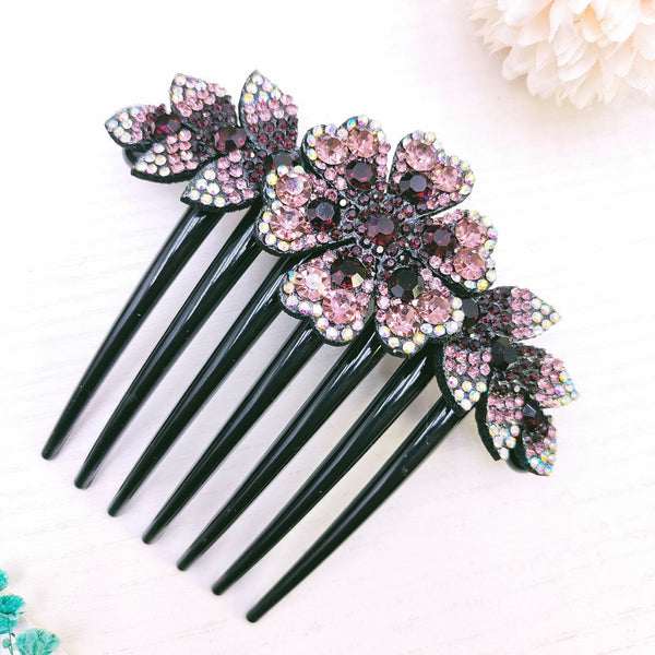 Simple All Match Luxury Full Diamond Updo Non-slip Hairclip Comb