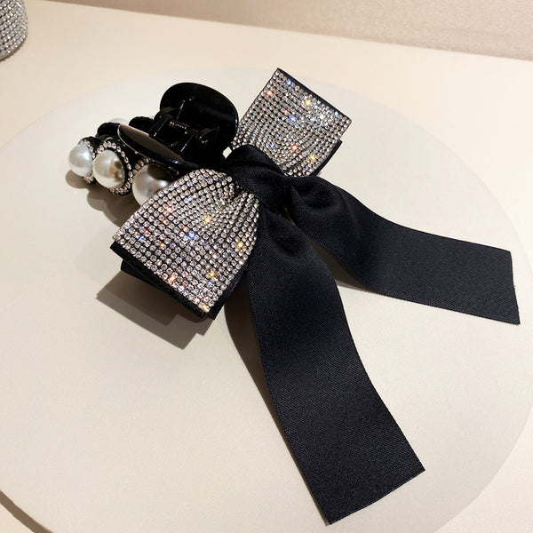 Pearl Hair Grabber Glitter Oversized Bow