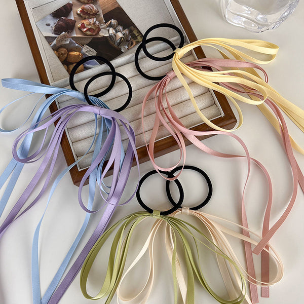 Simple Color Bow Headband Hair Band Tassel Hair Ring