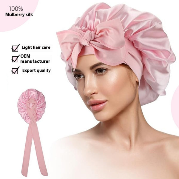 Simple Wide Ribbon Adjustable Silk Nightcap