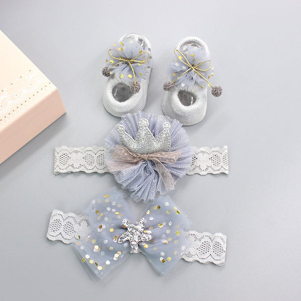 Korean Baby Hair Band Socks Set Baby Bow Hair Band 100 Days Old And One Year Old Banquet European And American